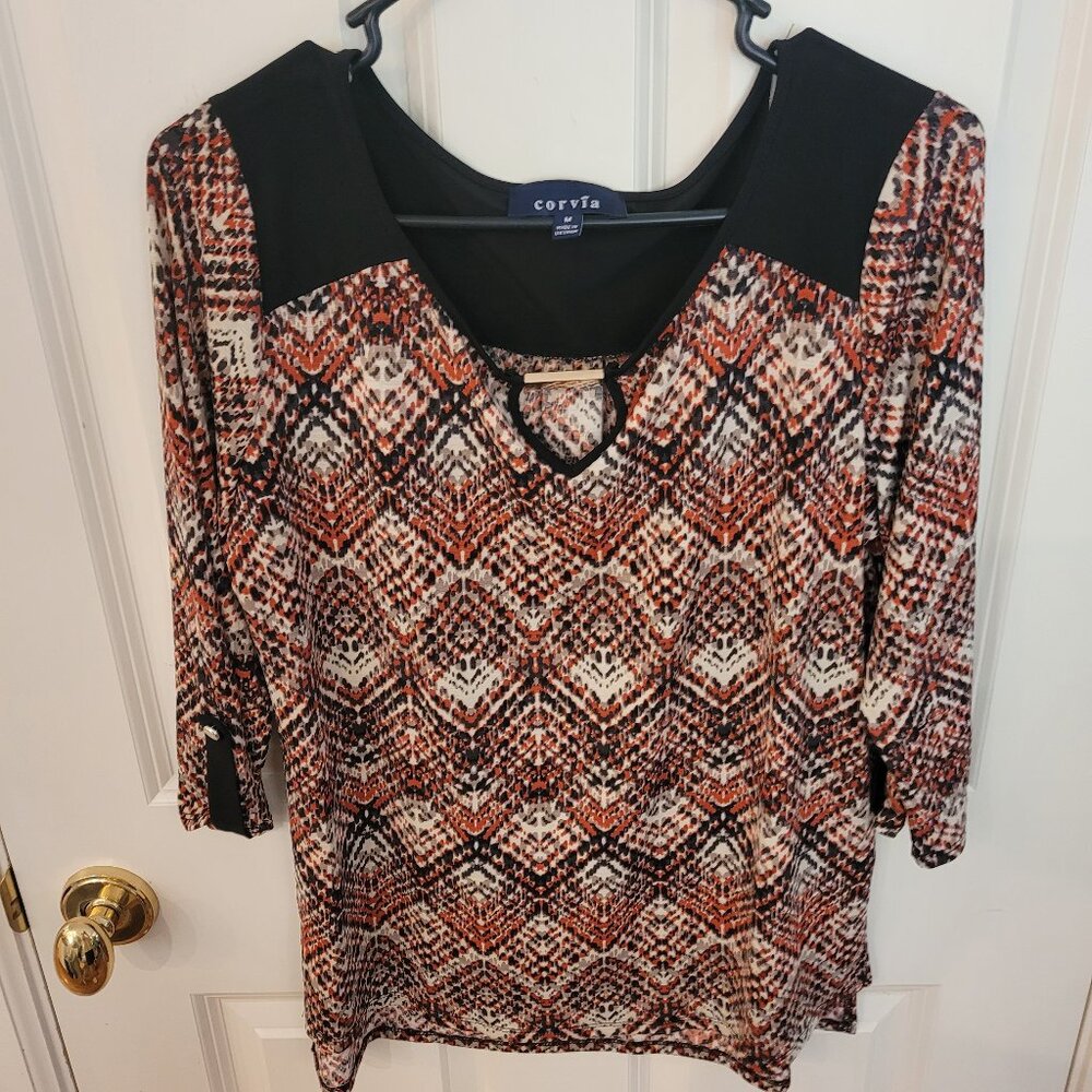 Corvia Size Medium Blouse-3/4 tabbed sleeves